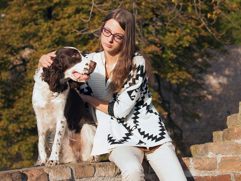 English Springer Spaniel and woman